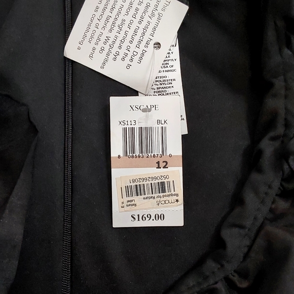 Xscape by Joanna Chen Black Ruched Cocktail Dress Ruffles - Picture 7 of 11